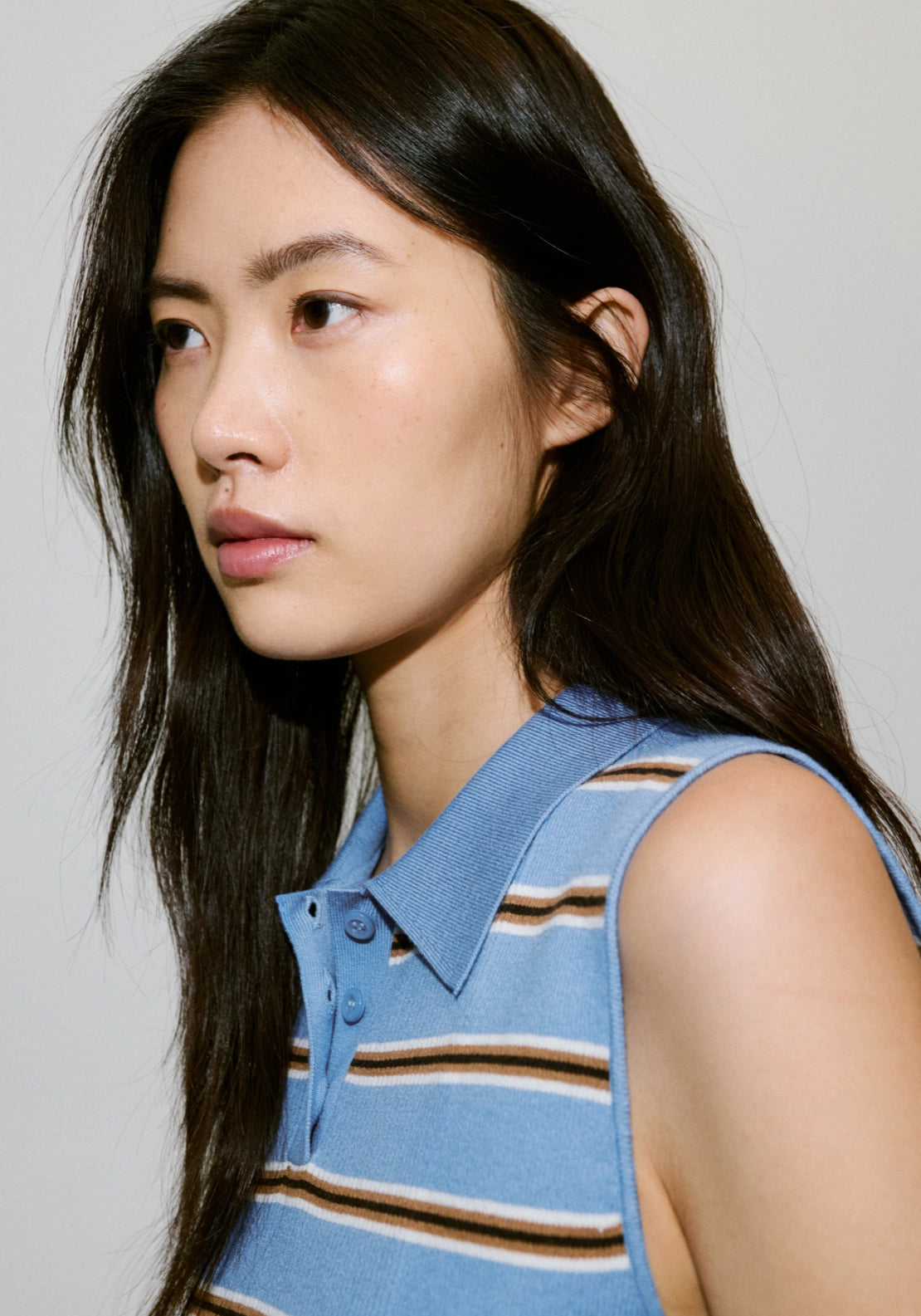 Striped Ribbed Vest - Blue
