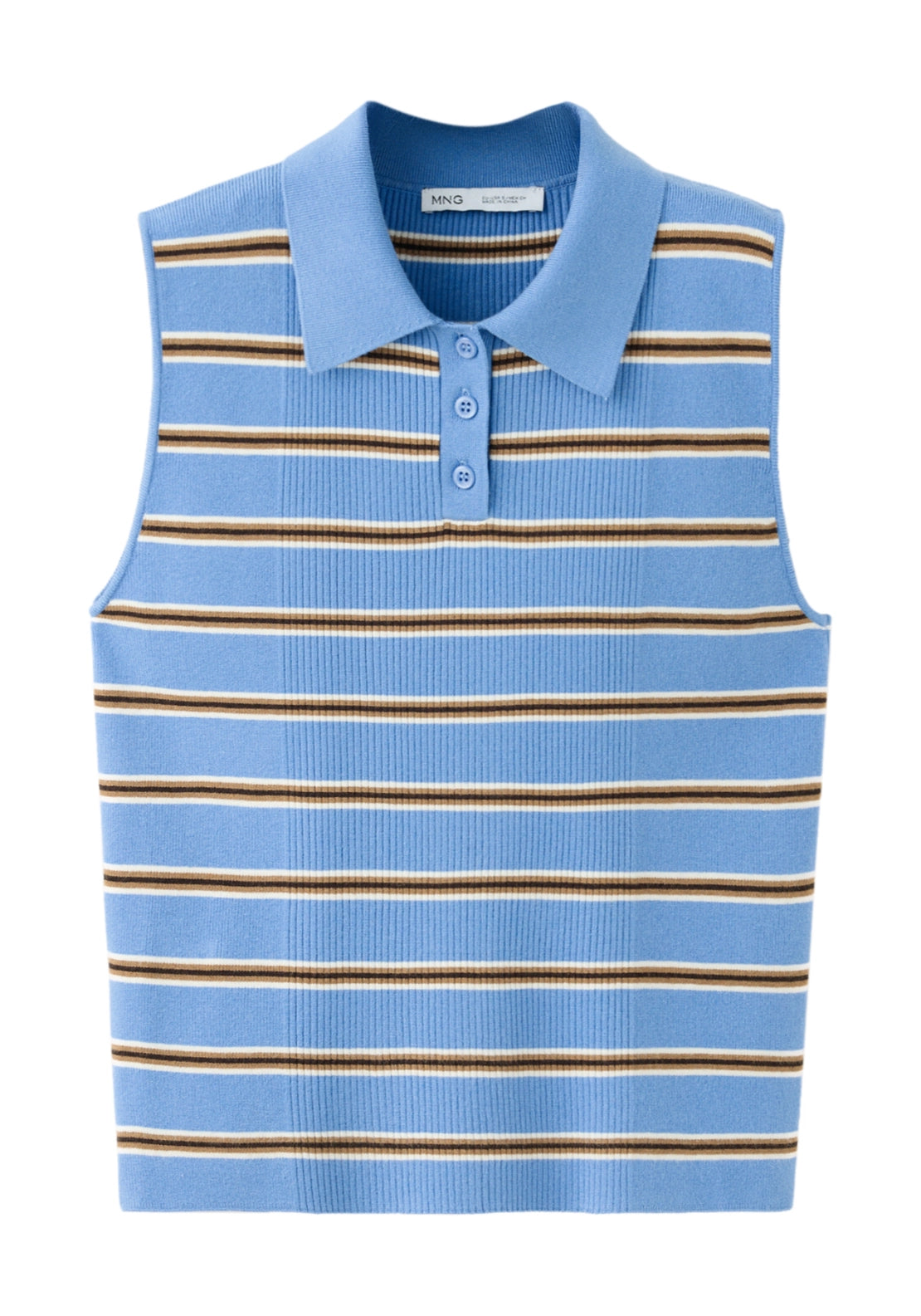 Striped Ribbed Vest - Blue