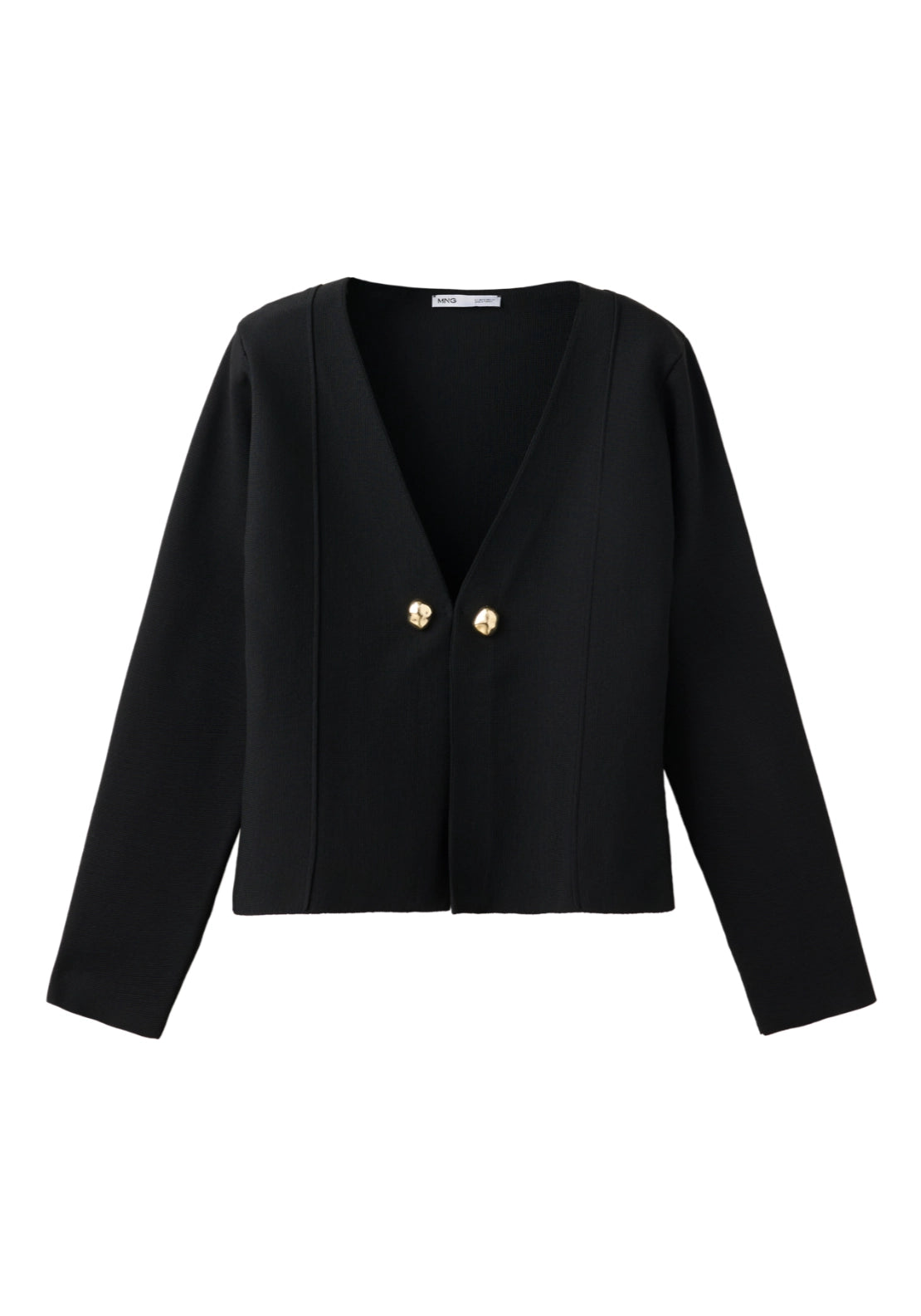 Knitted Jacket With Jewel Buttons - Black