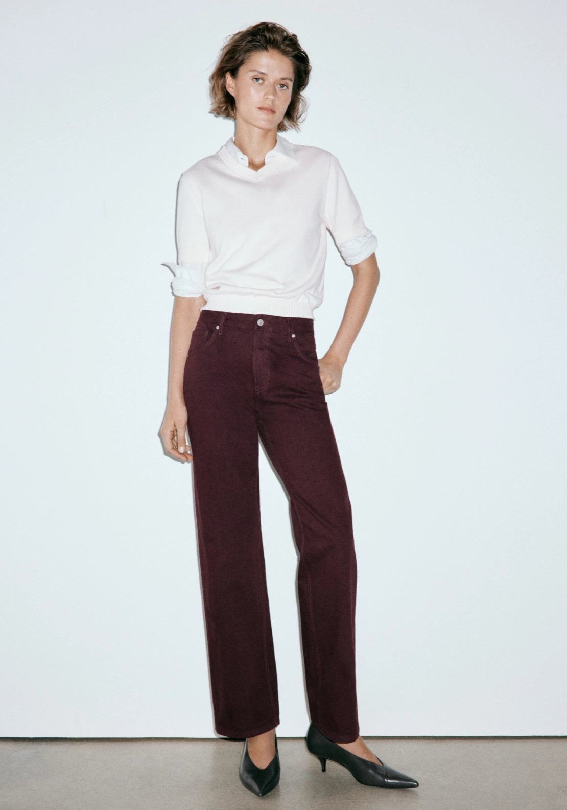 Miami Medium Rise Straight Fit Jeans - Burgundy