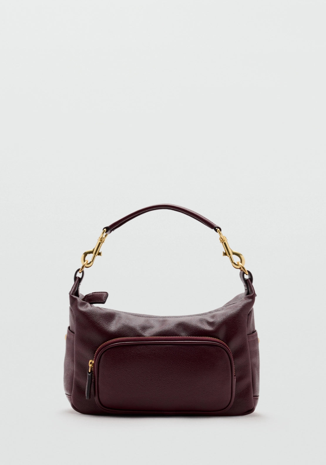 Shoulder Bag With Pocket - Burgundy