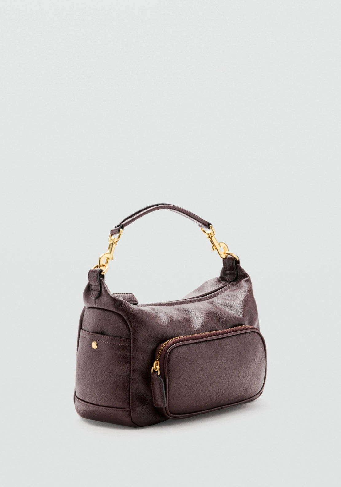 Shoulder Bag With Pocket - Burgundy