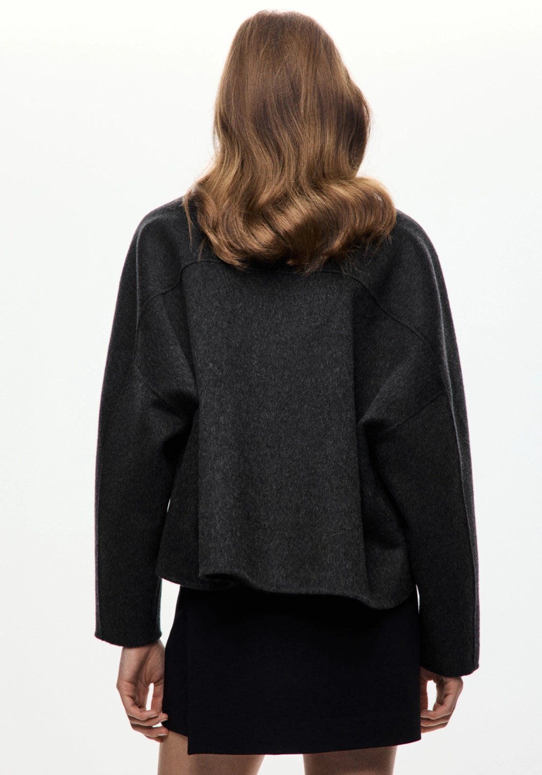 Wool Jacket With Funnel Neck - Grey