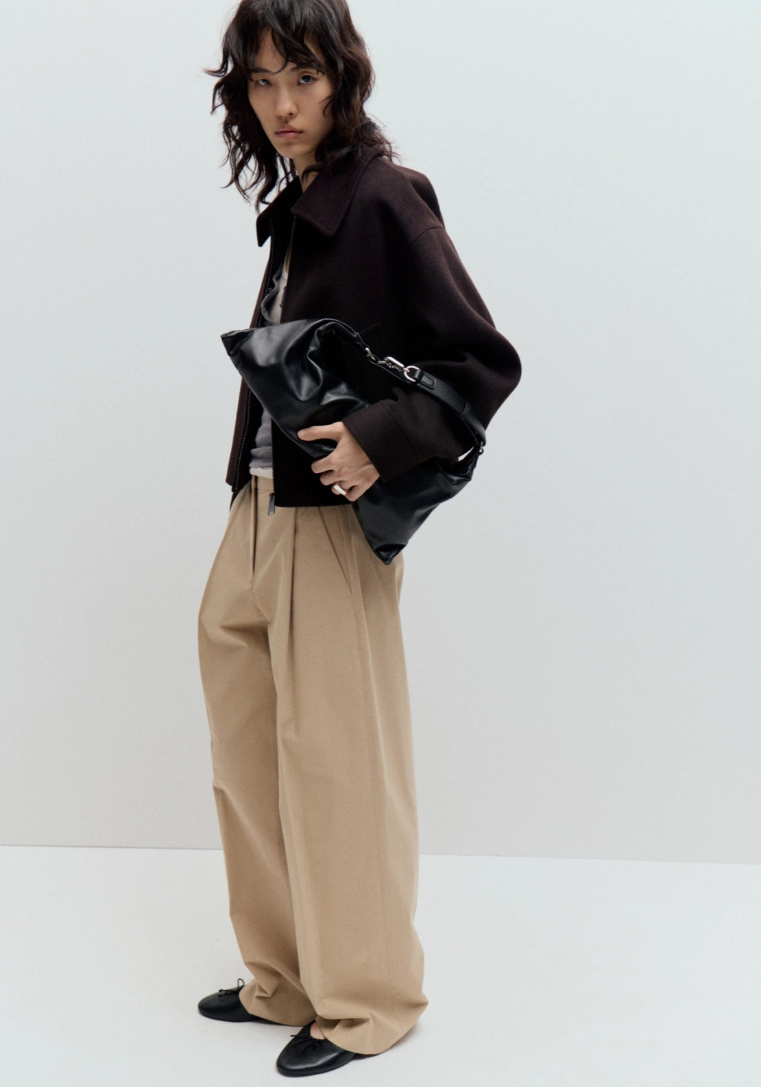Wool Bomber Jacket - Brown