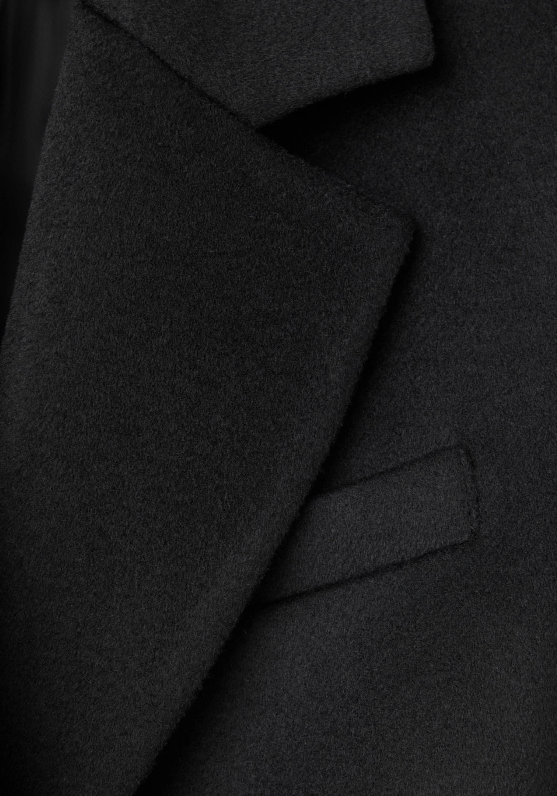Double Breasted Wool Coat - Black