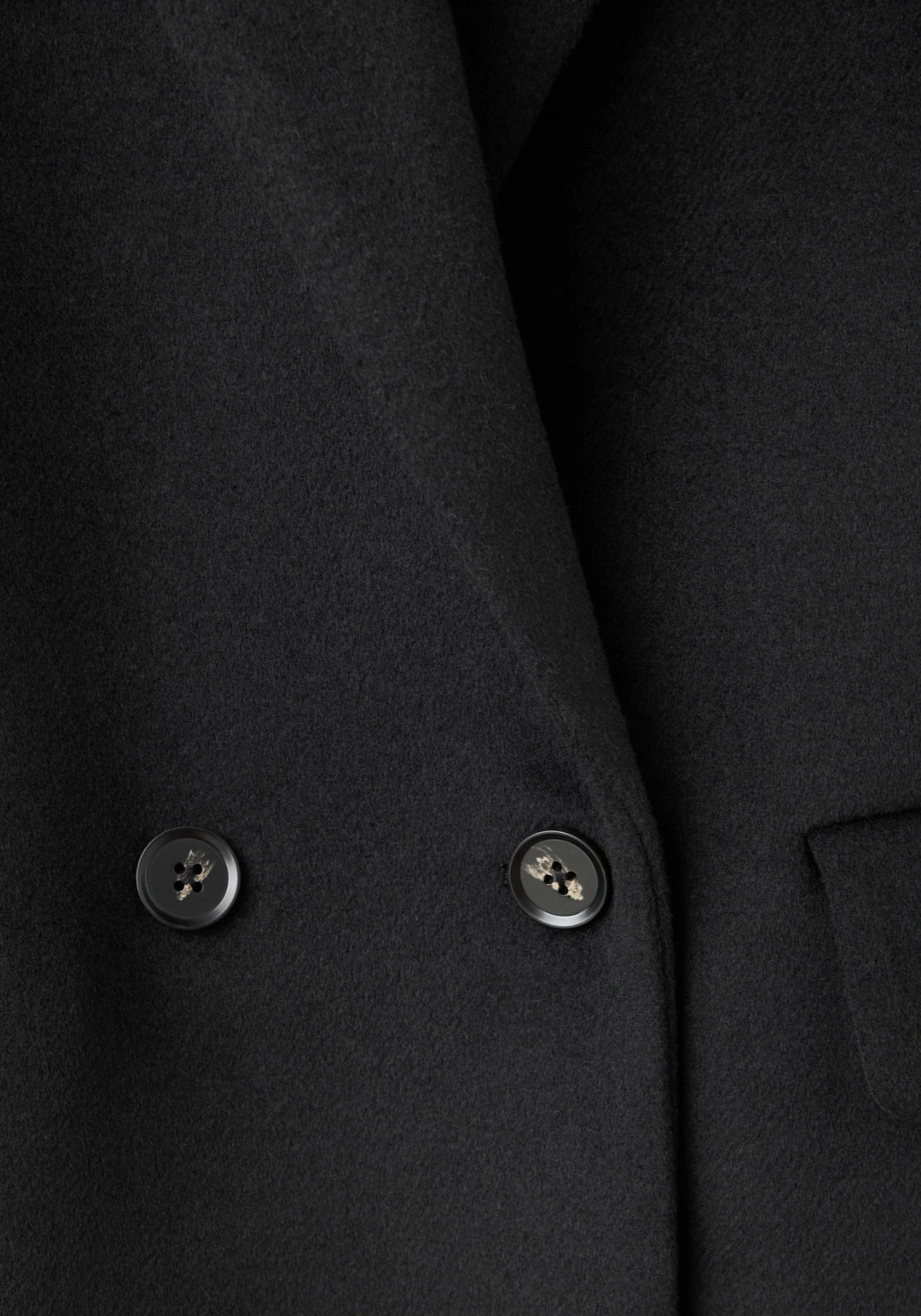 Double Breasted Wool Coat - Black
