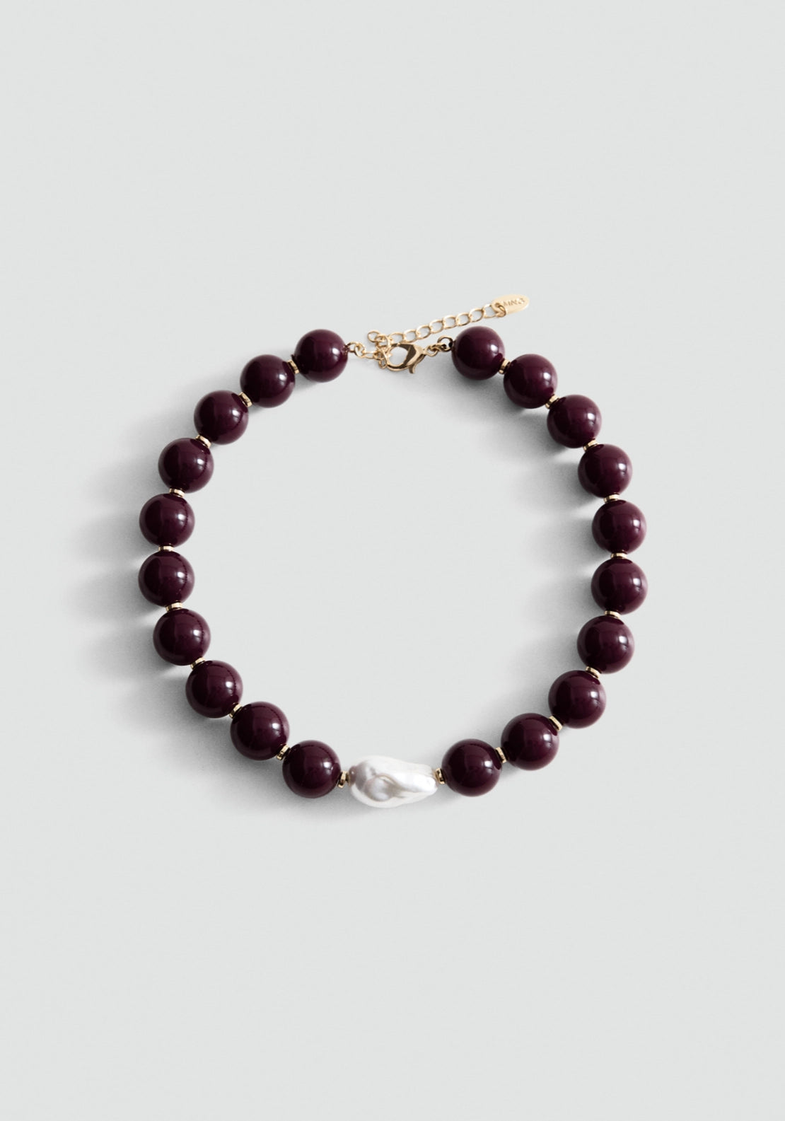 Necklace With Pearl Detail - Brown