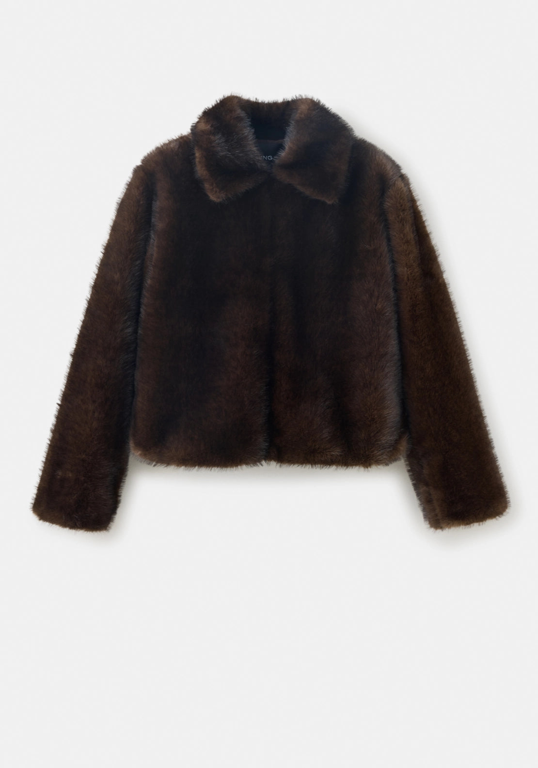Fur Coat With Shirt Collar - Brown