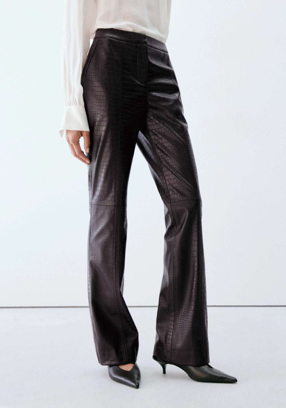 Crocodile Effect Trousers - Brown