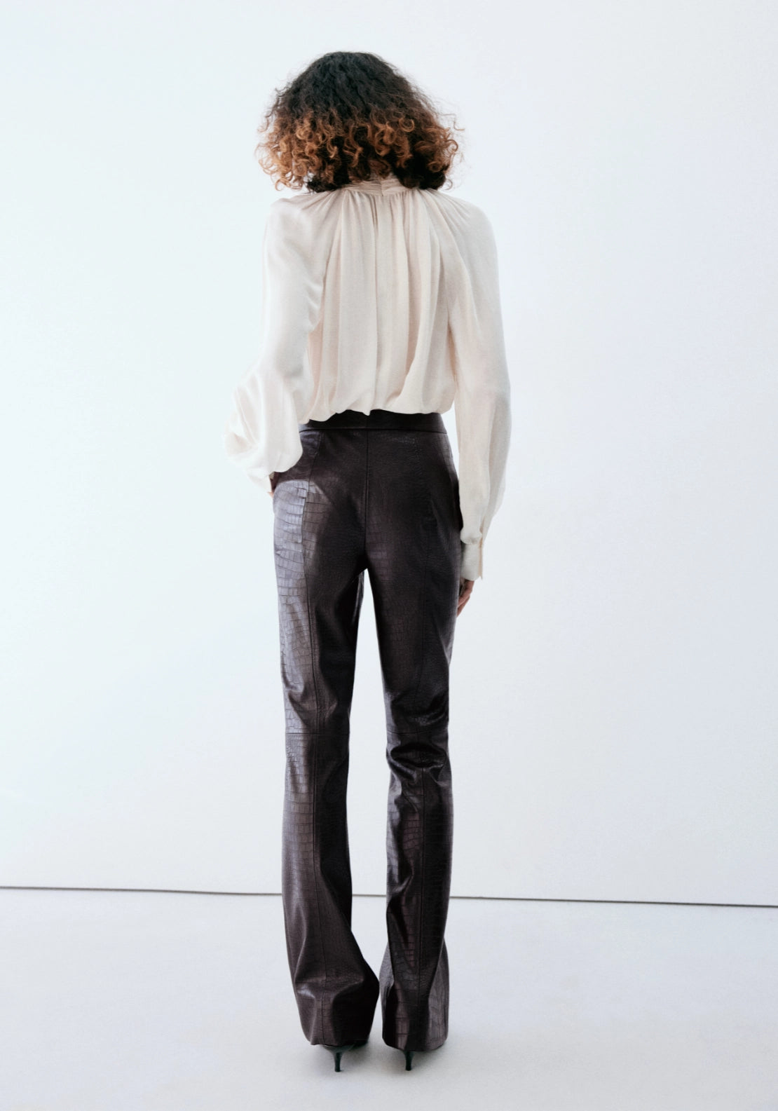 Crocodile Effect Trousers - Brown
