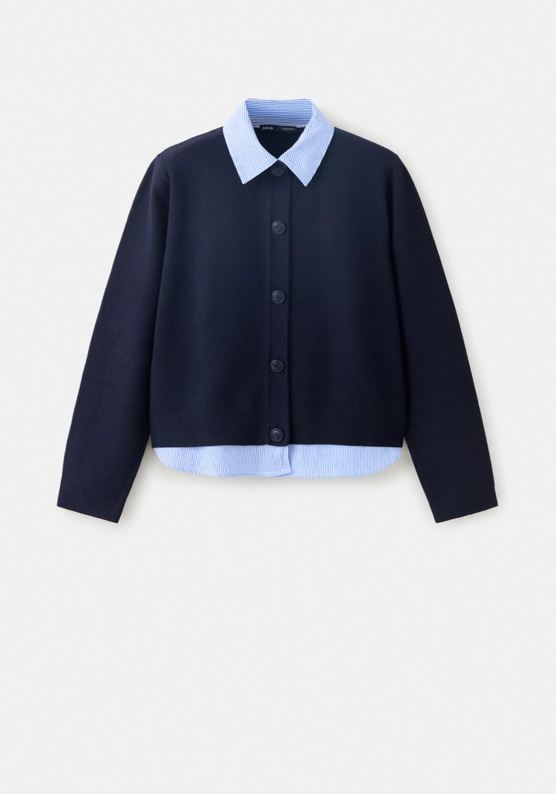 Double-effect Knit Cardigan - Blue