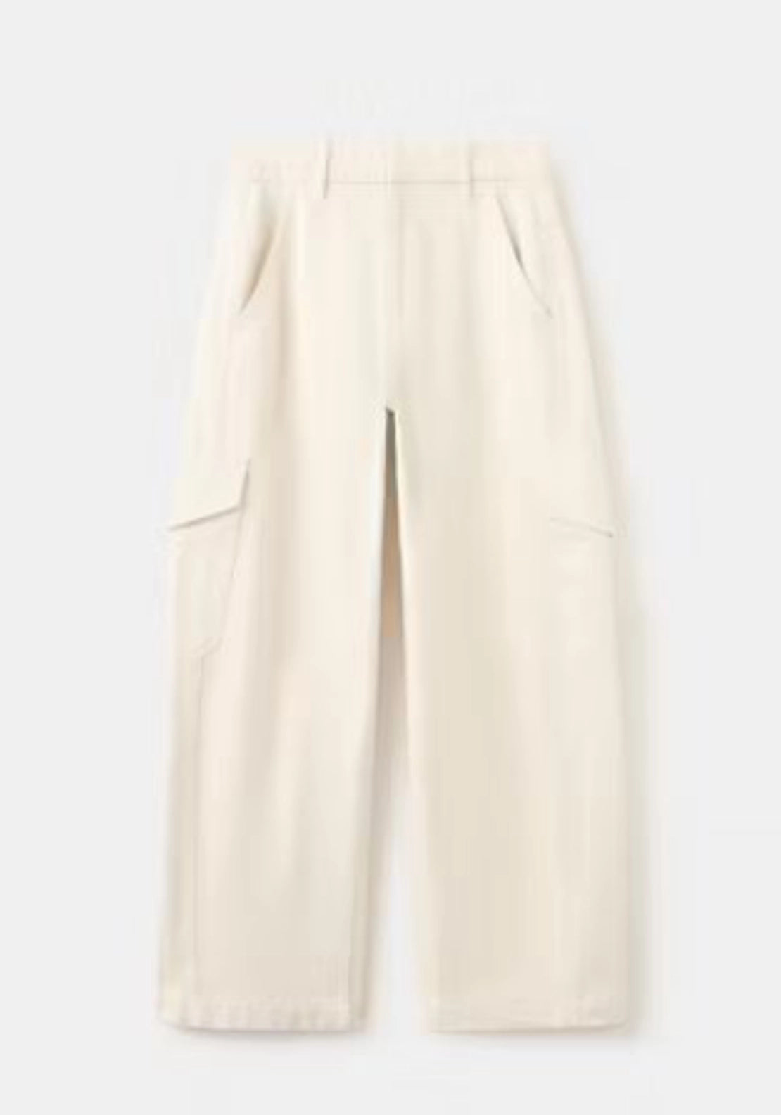 Mid Rise Cotton Balloon Jeans - Cream