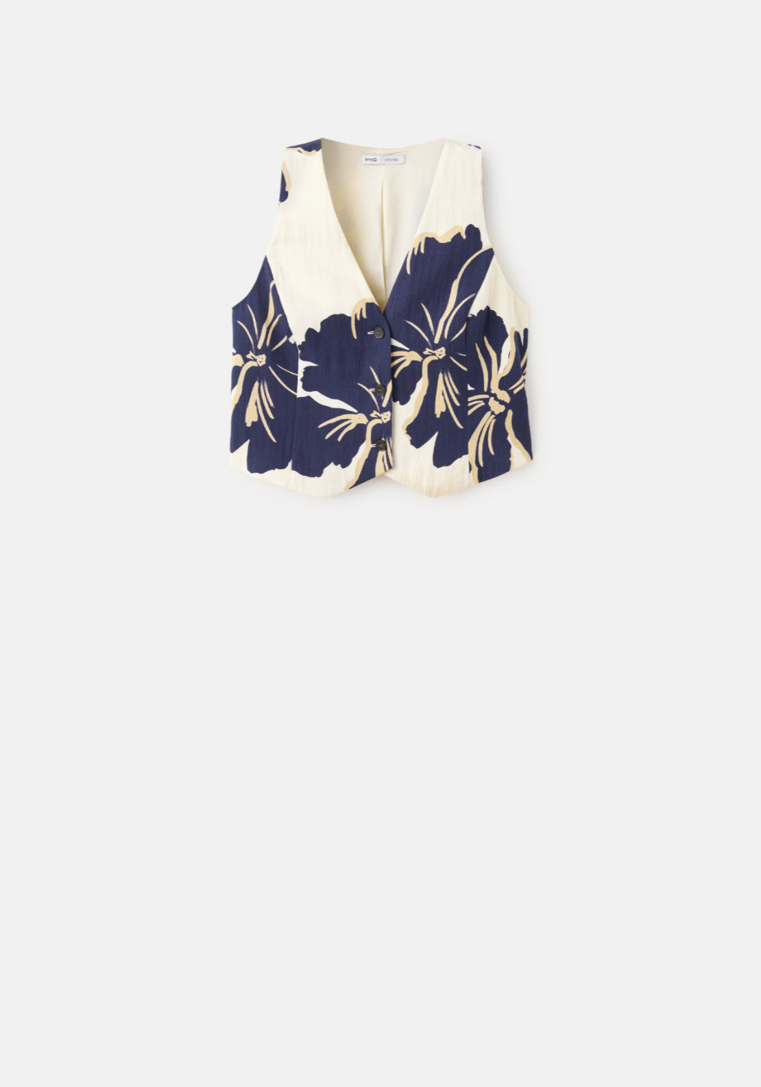 Floral Print Lyocell Gilet - Cream