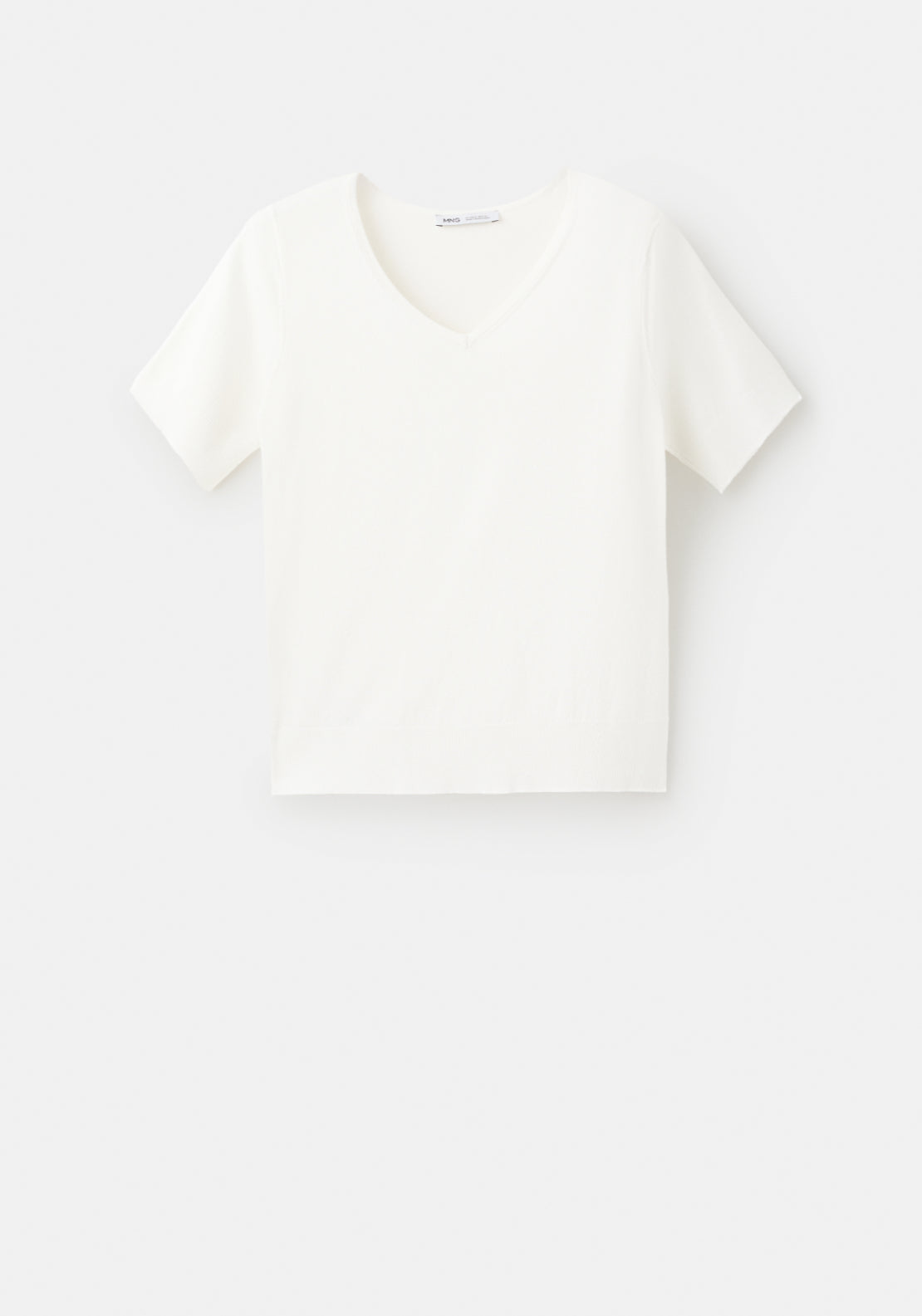 V-Neck Knit T-Shirt - White