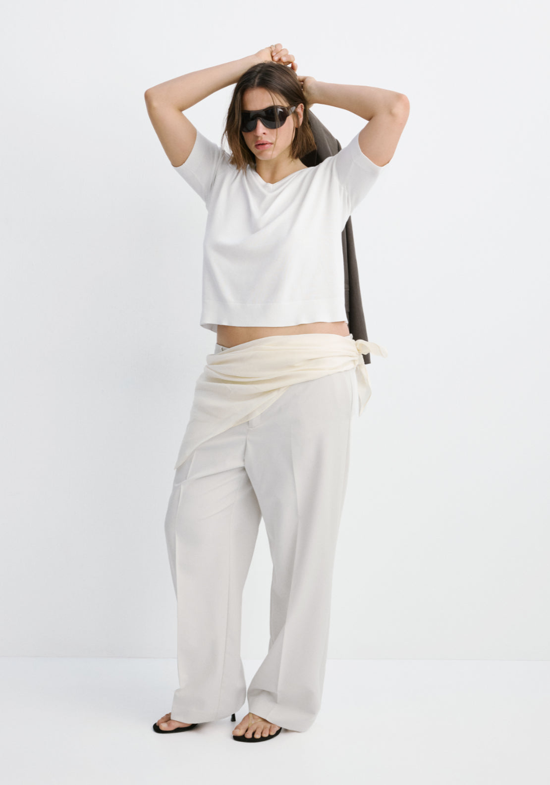 V-Neck Knit T-Shirt - White