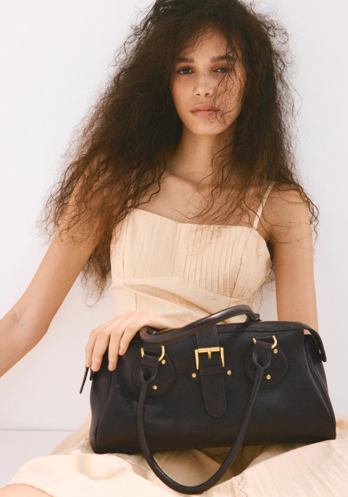 Large Bowling Bag With Buckle - Brown
