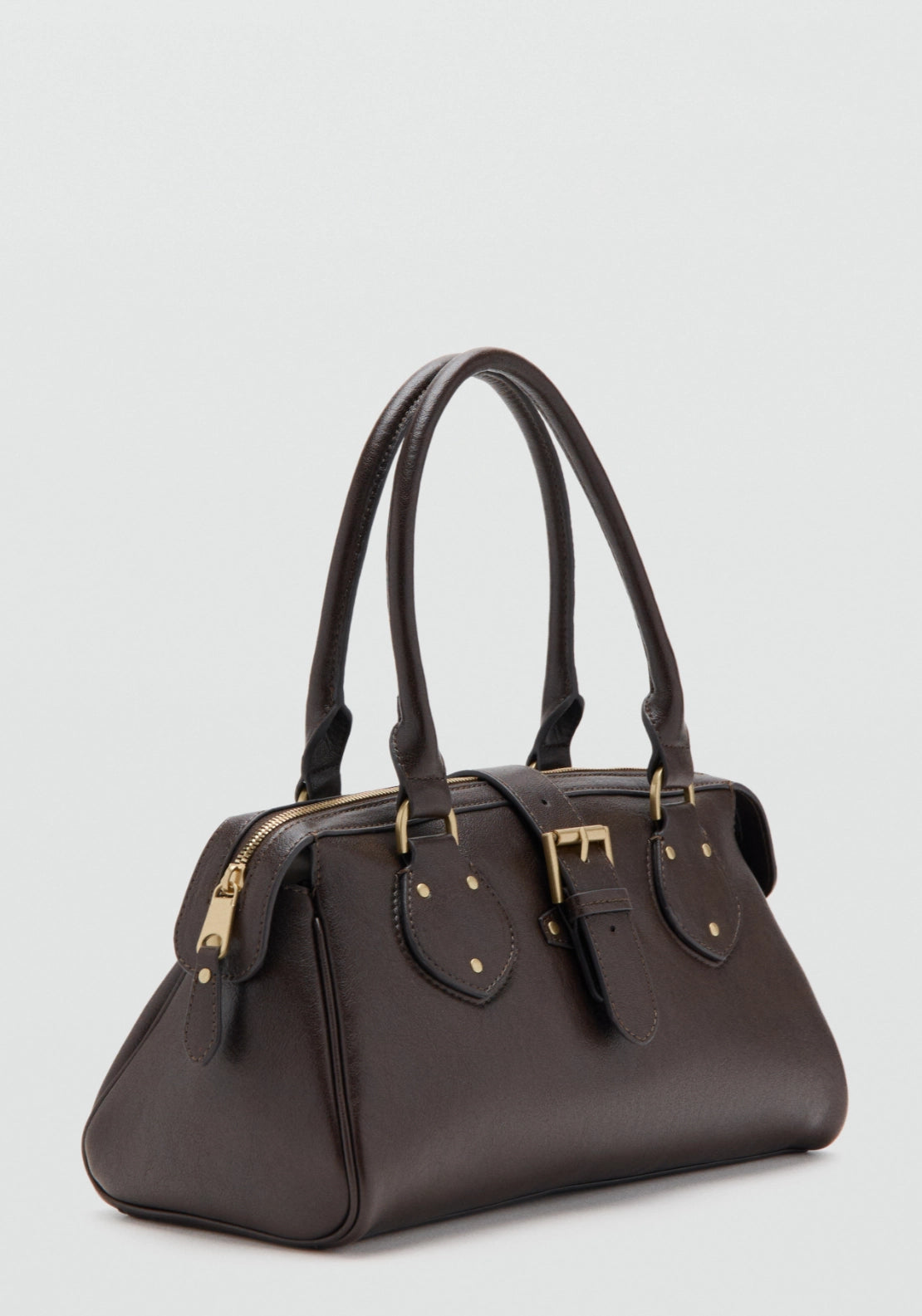 Large Bowling Bag With Buckle - Brown