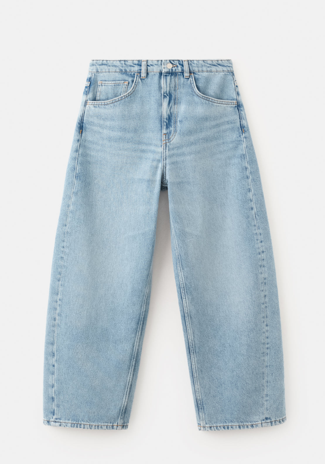 Cotton Balloon Crop Jeans - Denim Blue
