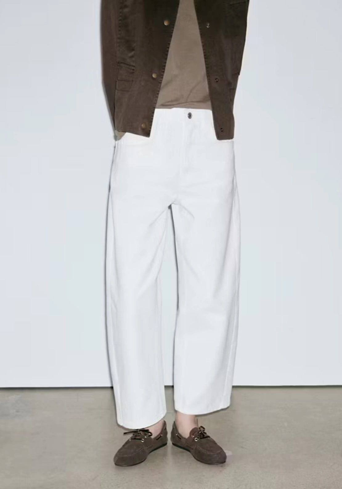 Balloon Crop Jeans - White