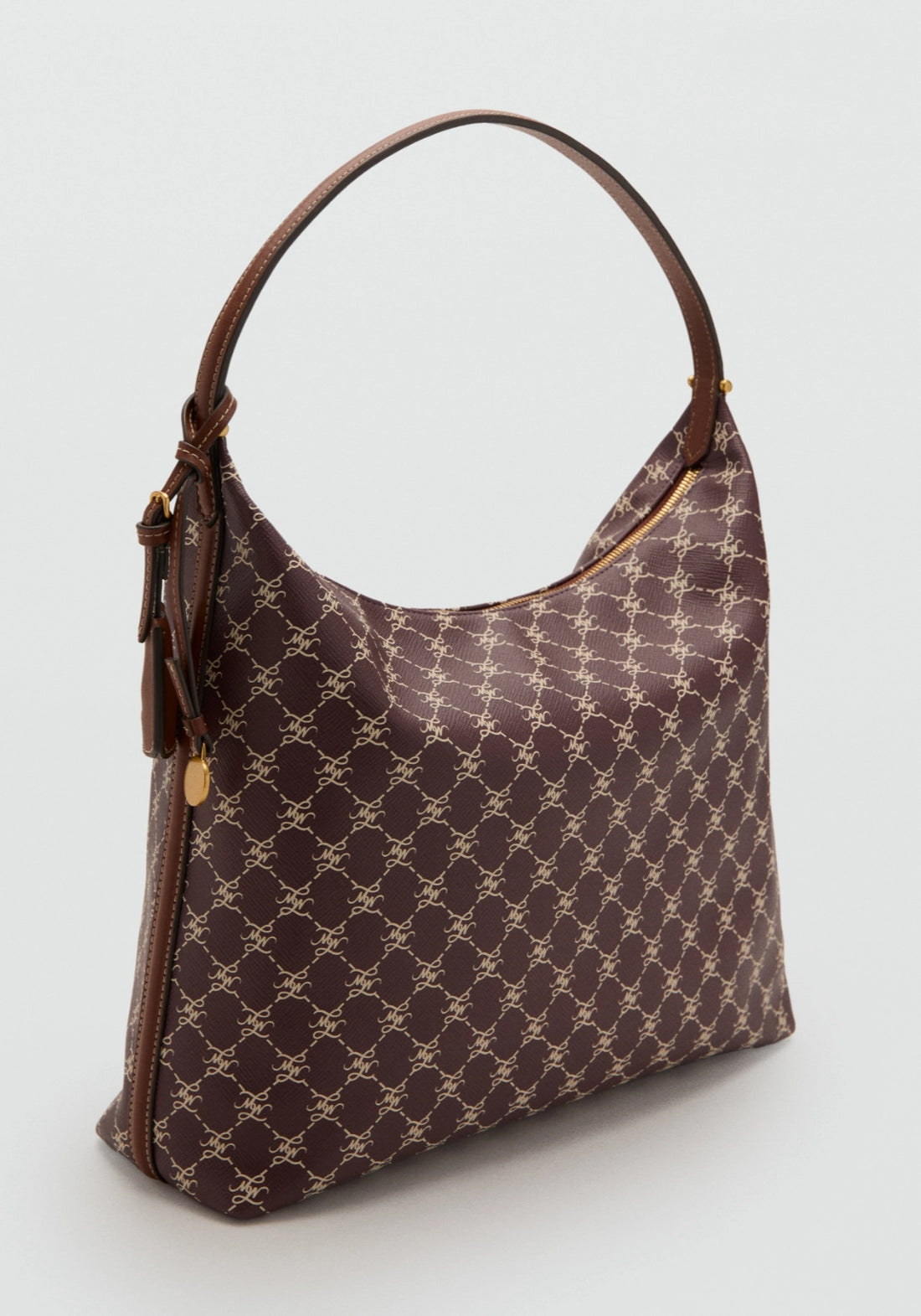 Medium Shoulder Bag With Logo Print - Burgundy