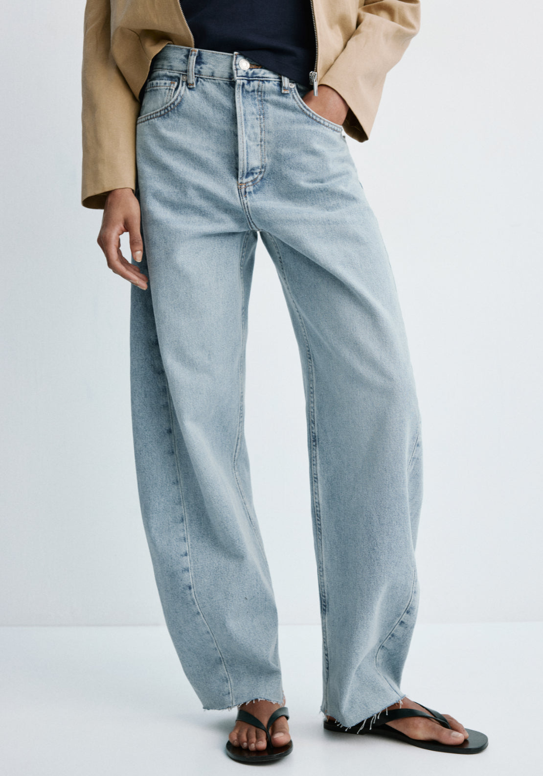 Mid Rise Balloon Jeans - Denim Blue