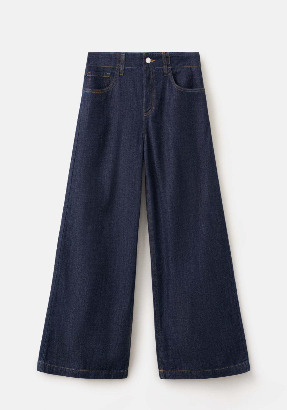 Wide Leg Rinse Wash Jeans - Denim Blue