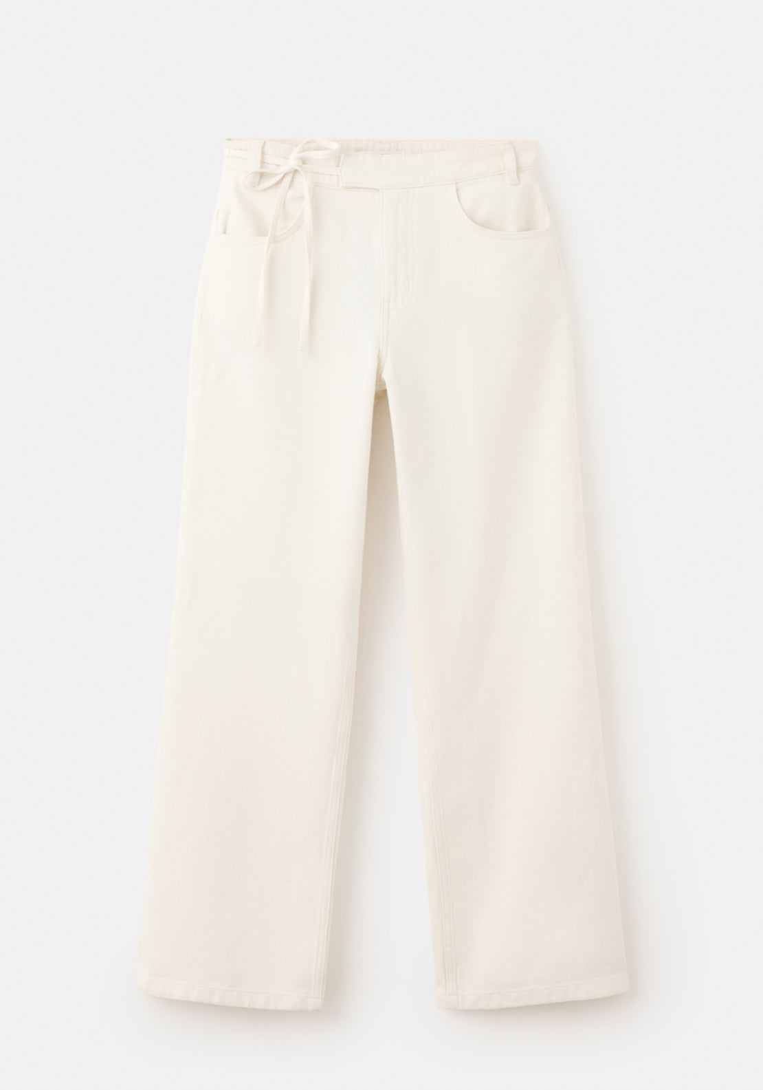 Low Rise Tie Jeans - Cream