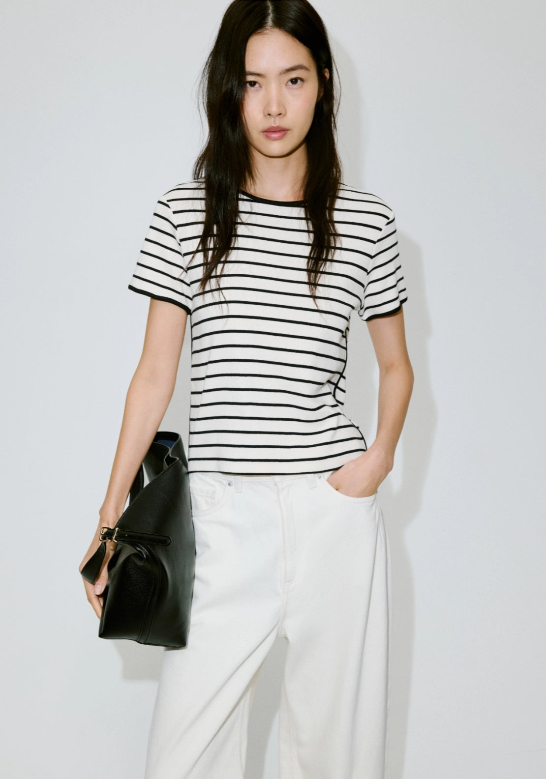 Cotton T-Shirt With Contrasting Trim - Black &amp; White