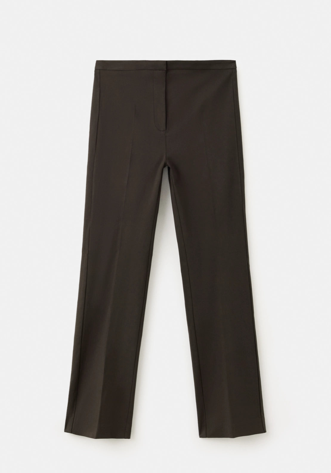 Straight Cut Crop Trousers - Brown