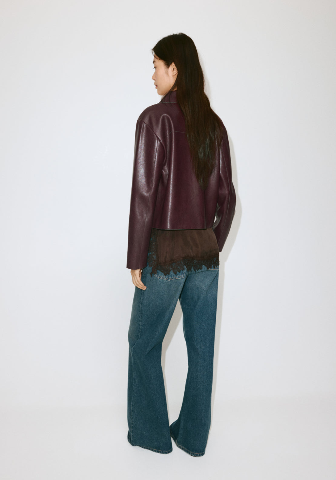 Jacket With Pockets Faux Leather - Black