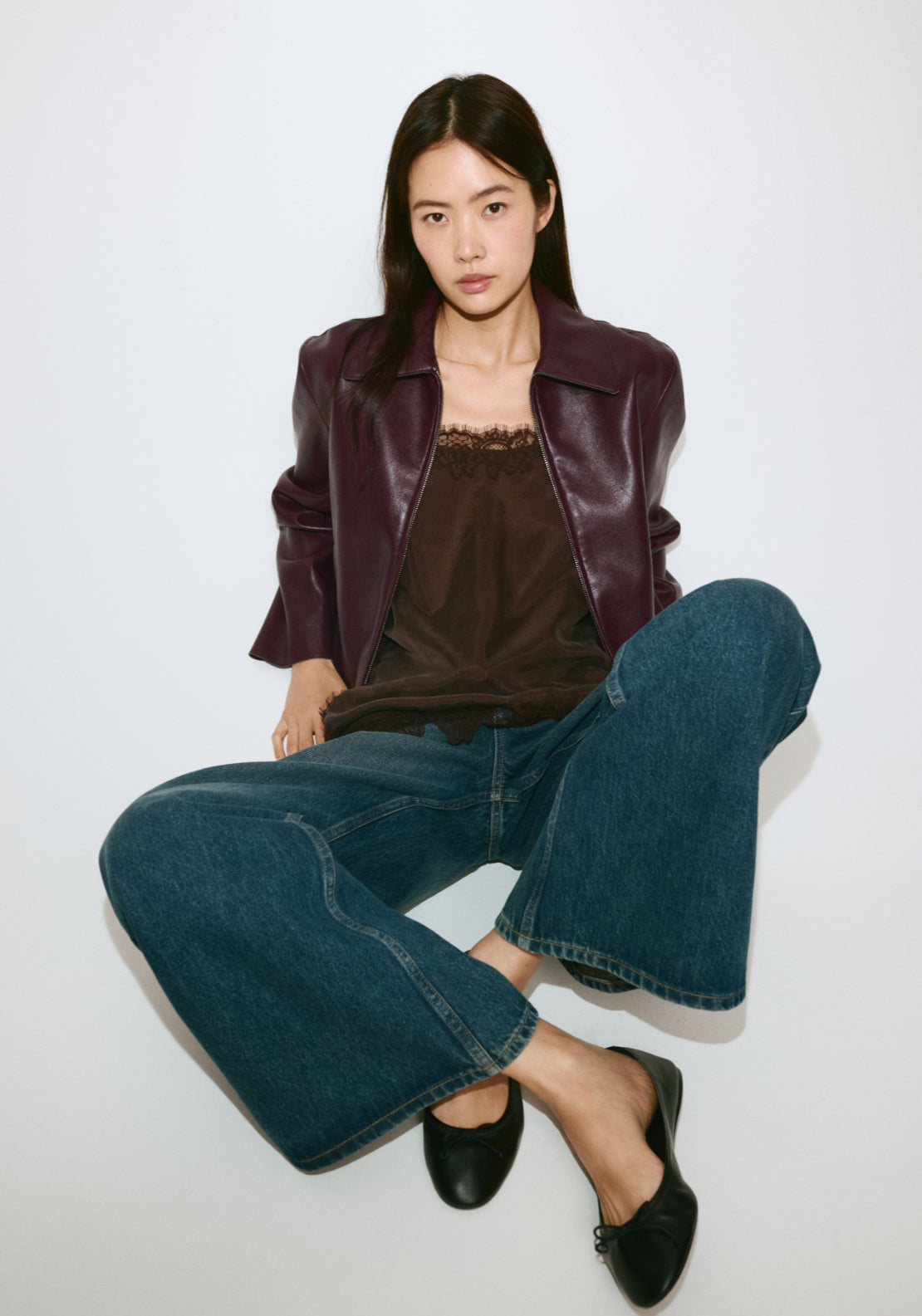 Jacket With Pockets Faux Leather - Black