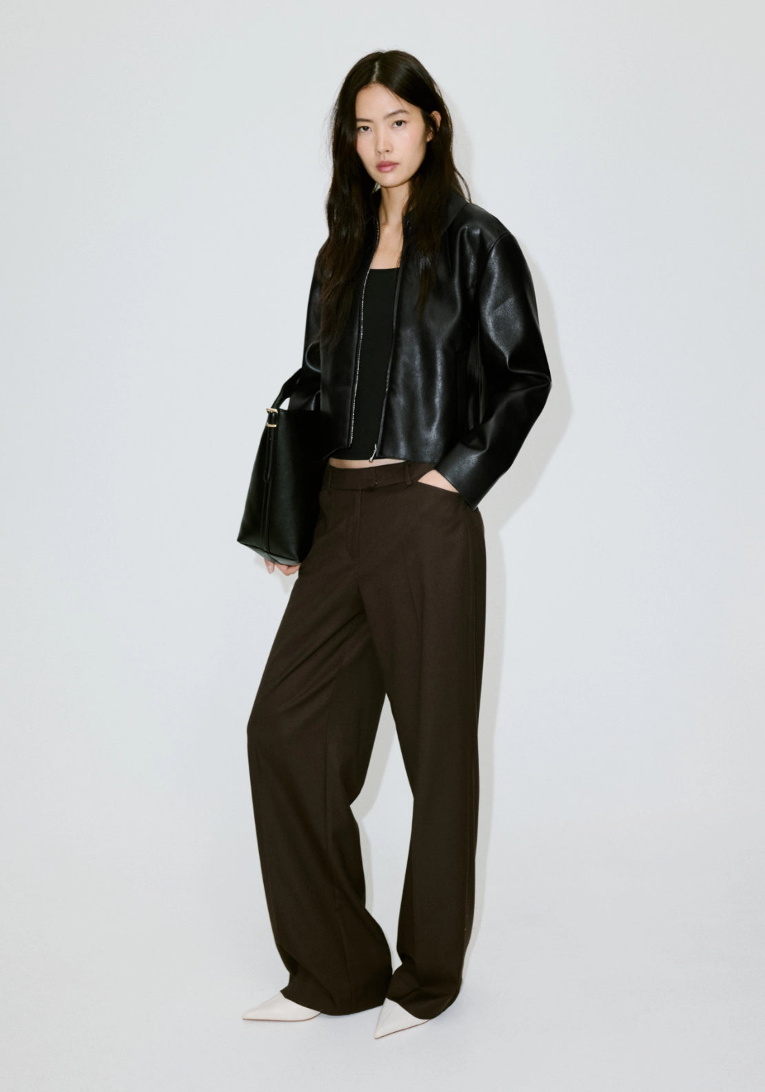 Sabina Jacket With Pockets Faux Leathers - Black