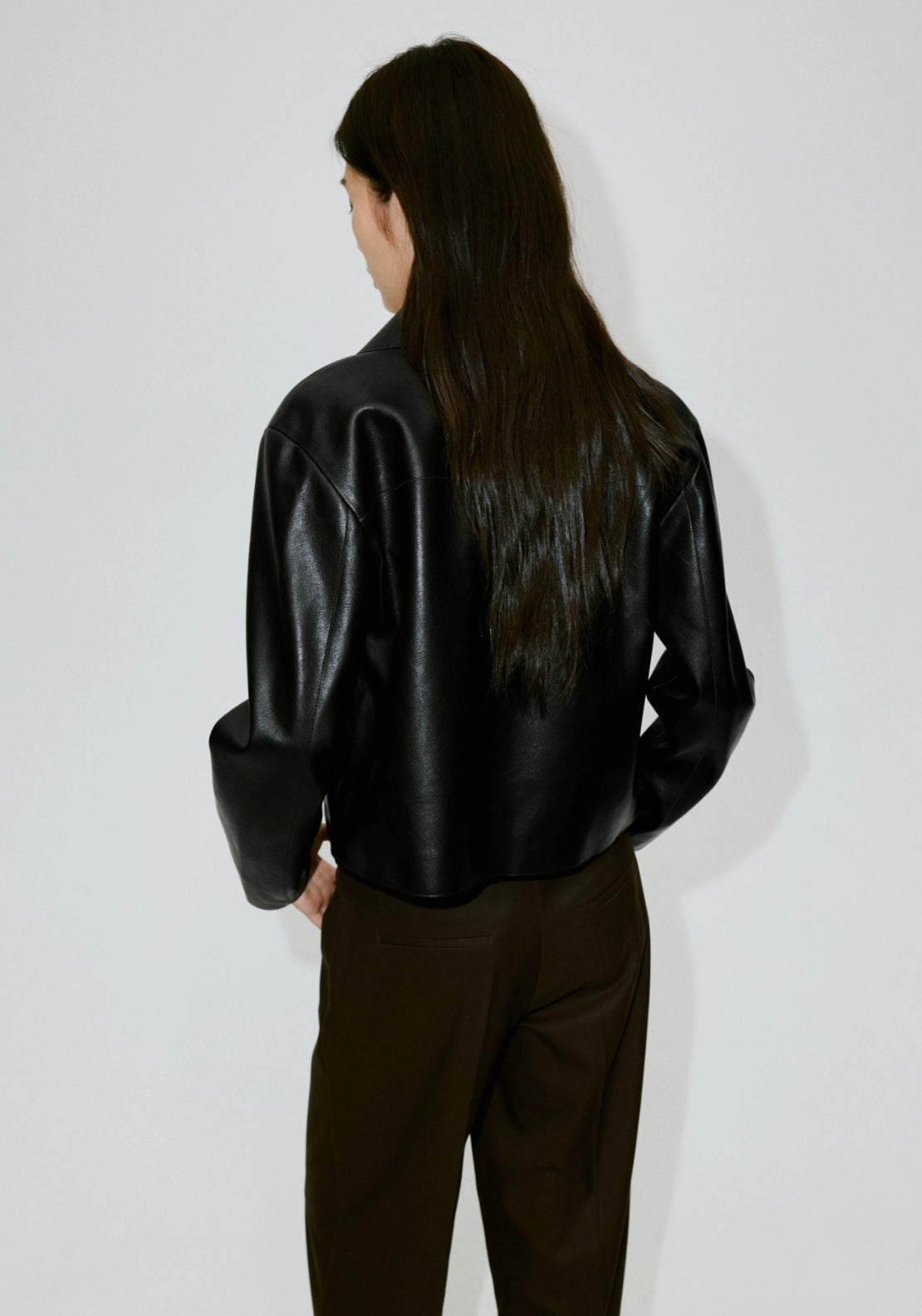 Sabina Jacket With Pockets Faux Leathers - Black