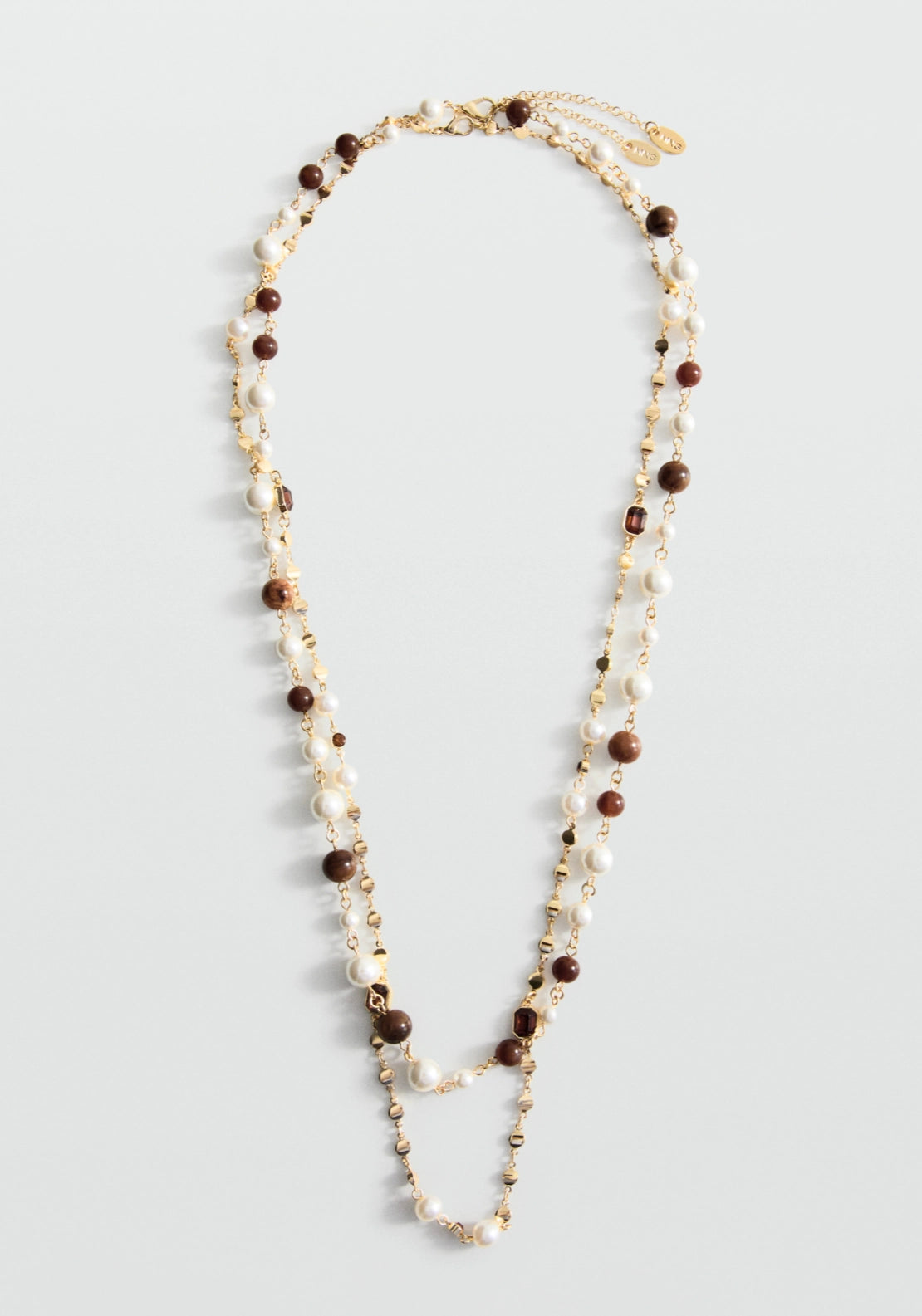 Set Of 2 Mixed Bead Necklaces - Gold