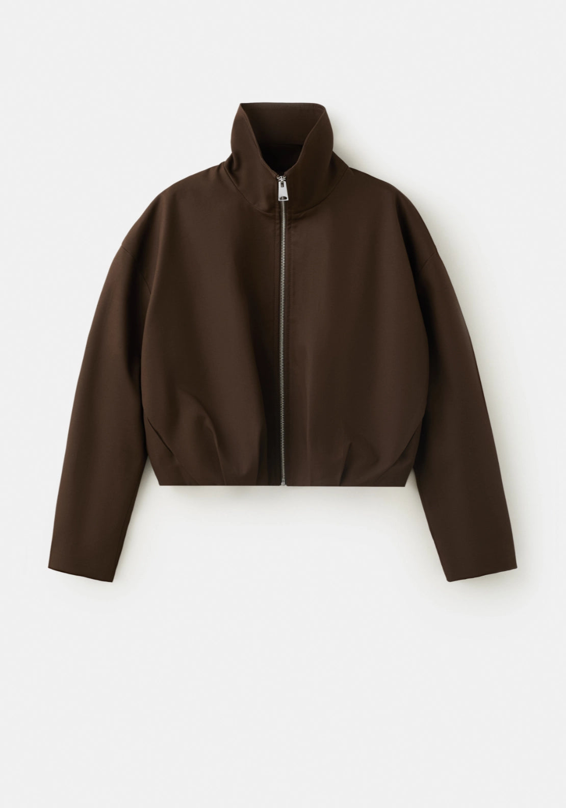 Oversized Funnel Neck Jacket - Brown