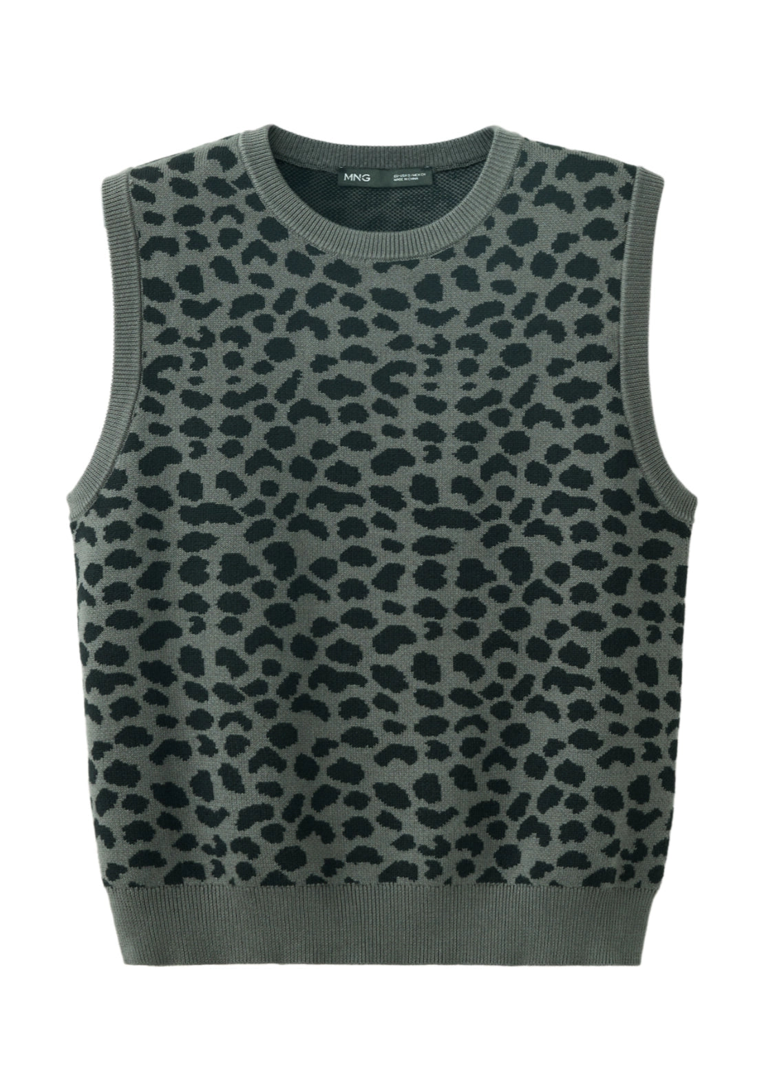 100% Cotton Printed Knit Top - Grey