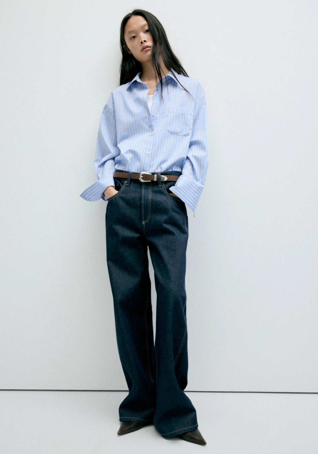 Striped Straight Shirt - Blue