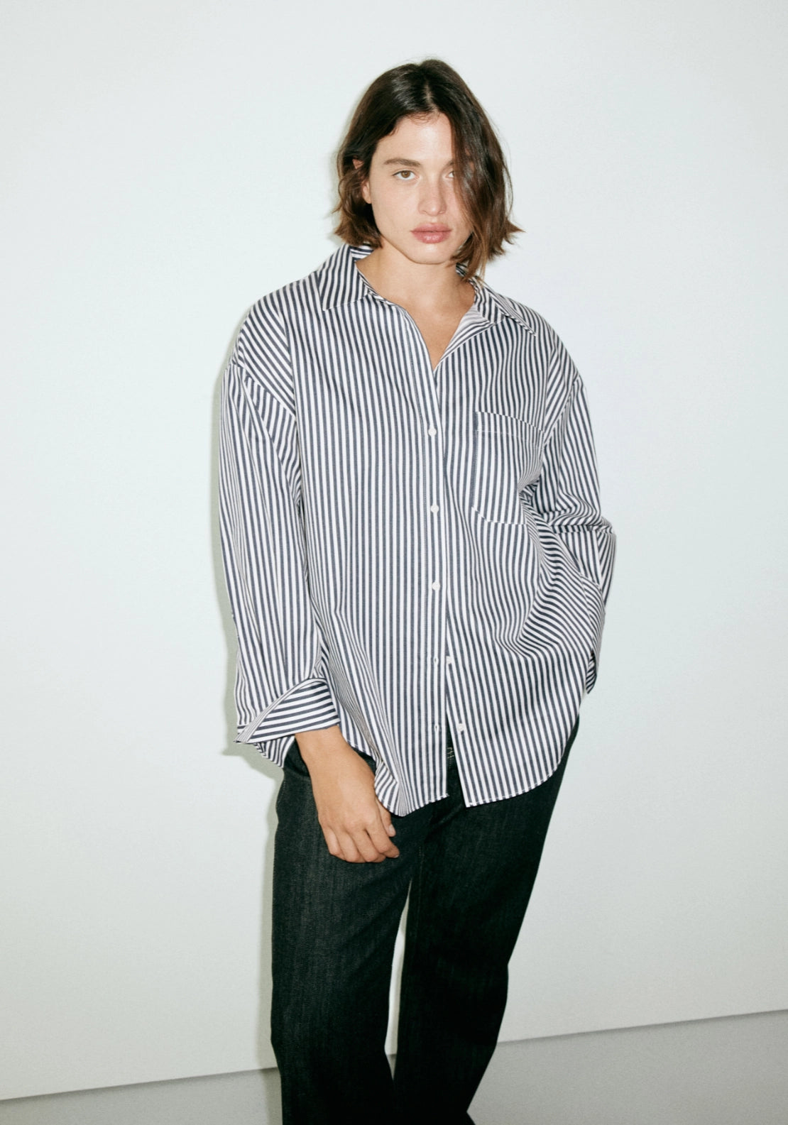 Striped Straight Shirt - Blue