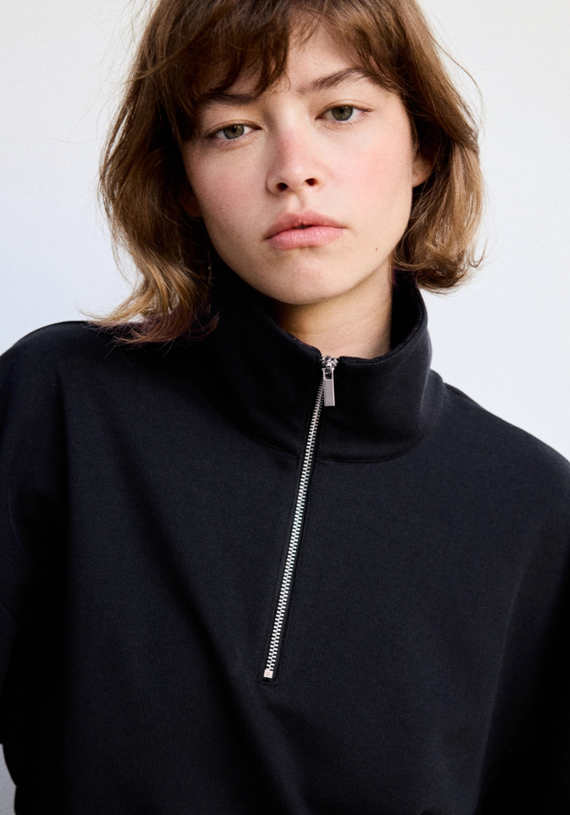 Turtleneck Sweatshirt With Zip - Blue