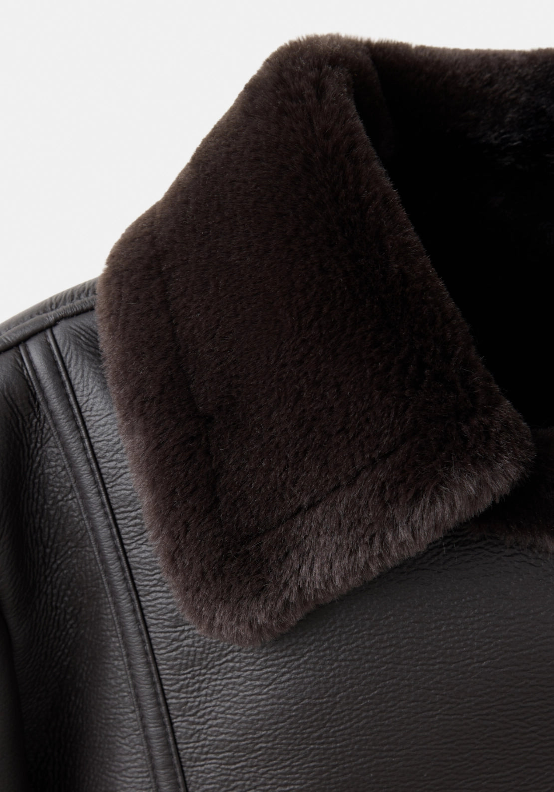 Faux Fur Biker Jacket - Brown