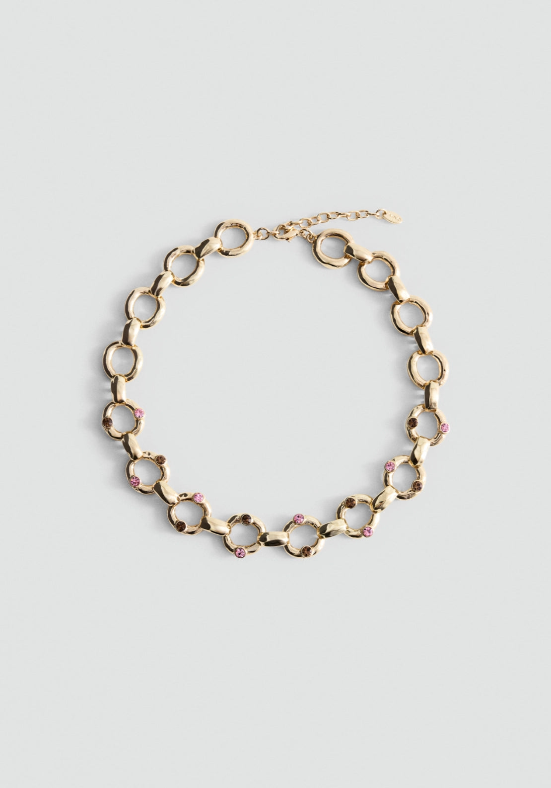 Crystal Chain Necklace - Gold