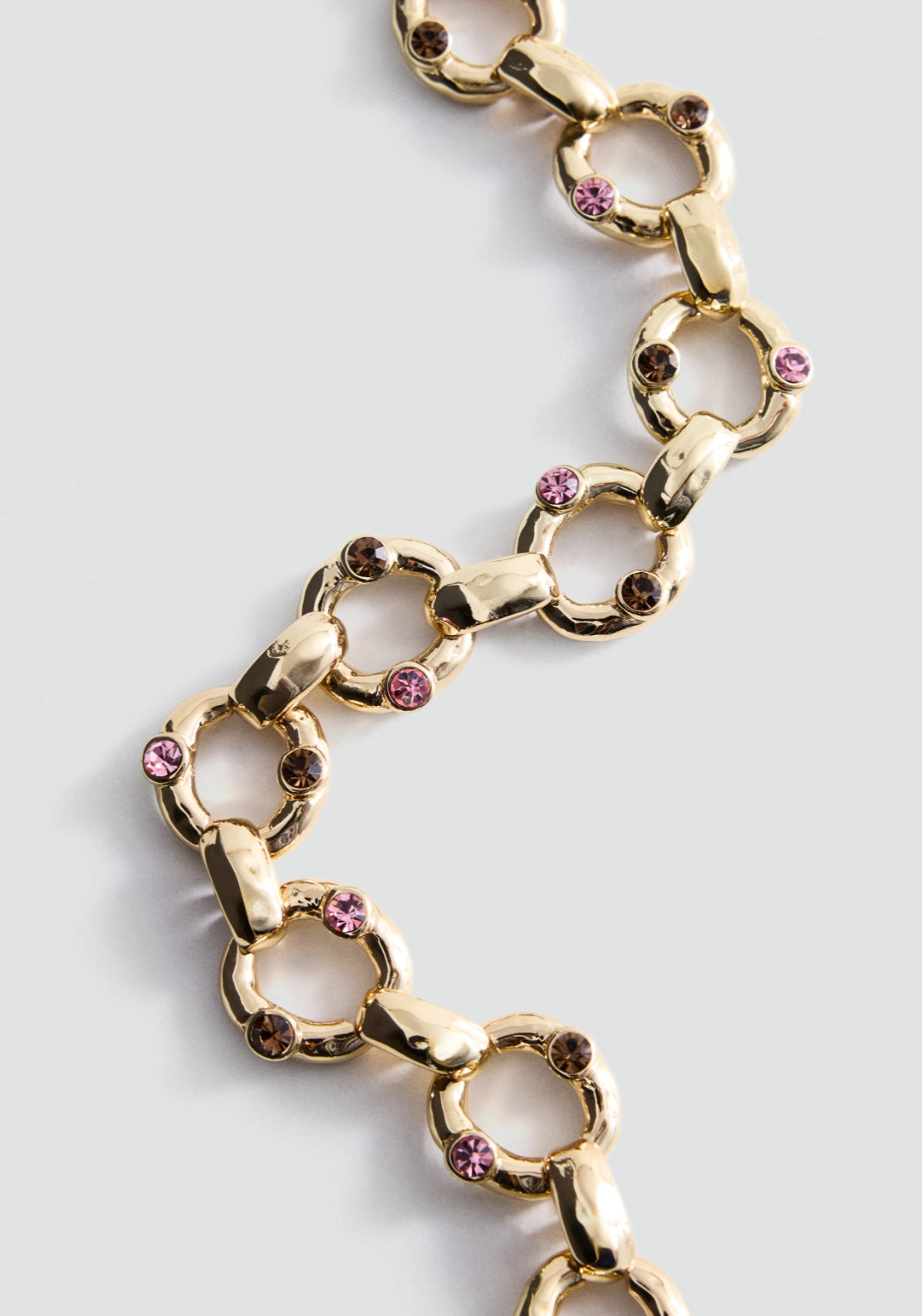 Crystal Chain Necklace - Gold