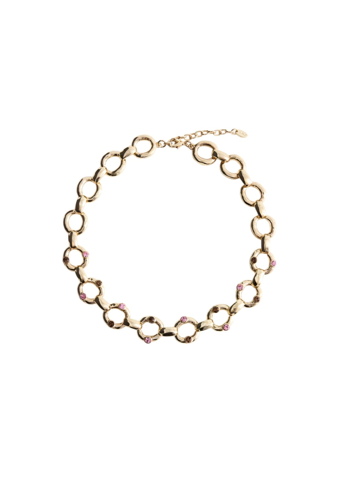 Crystal Chain Necklace - Gold
