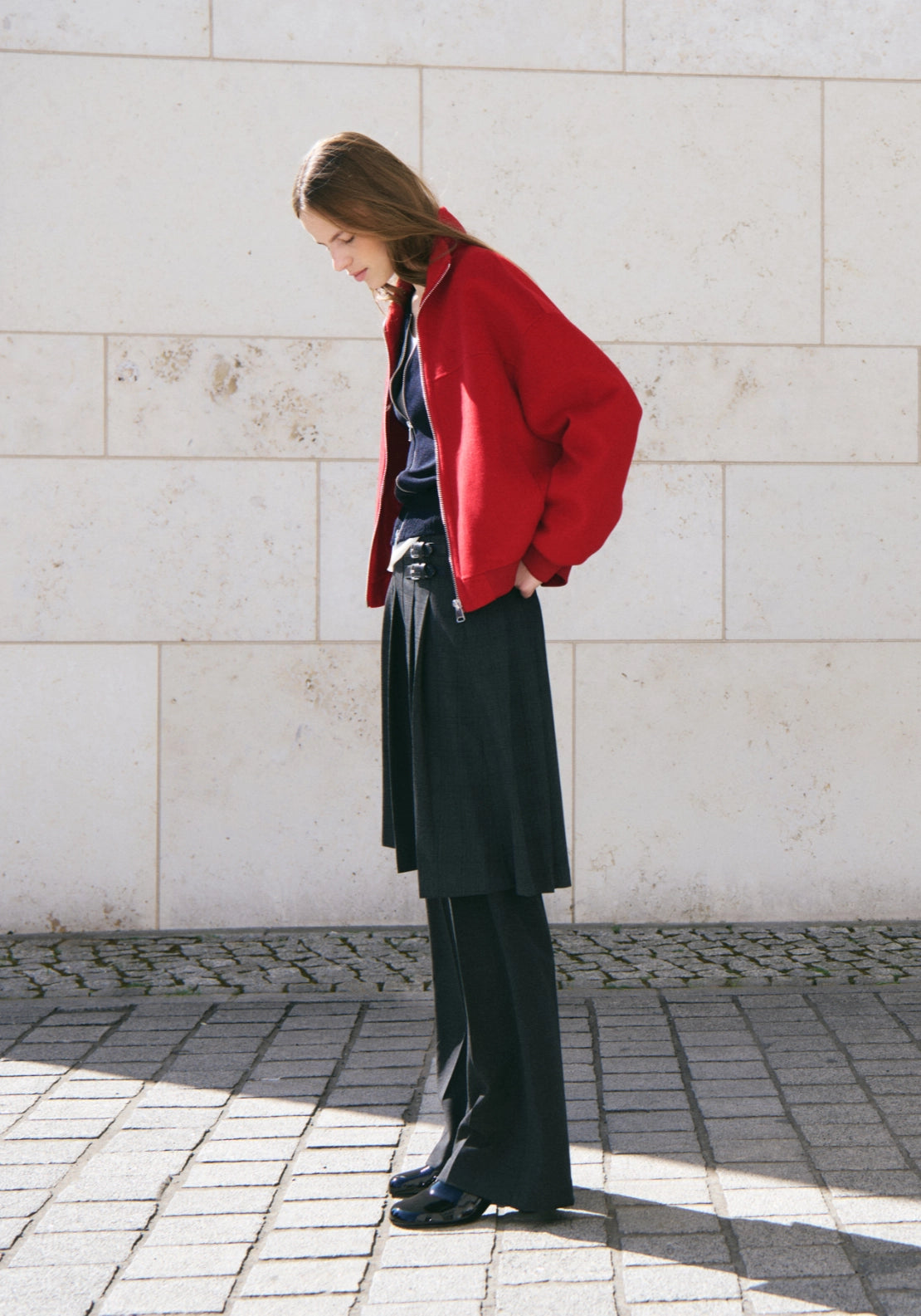 Aura Red &amp; Blue College Jacket - Red