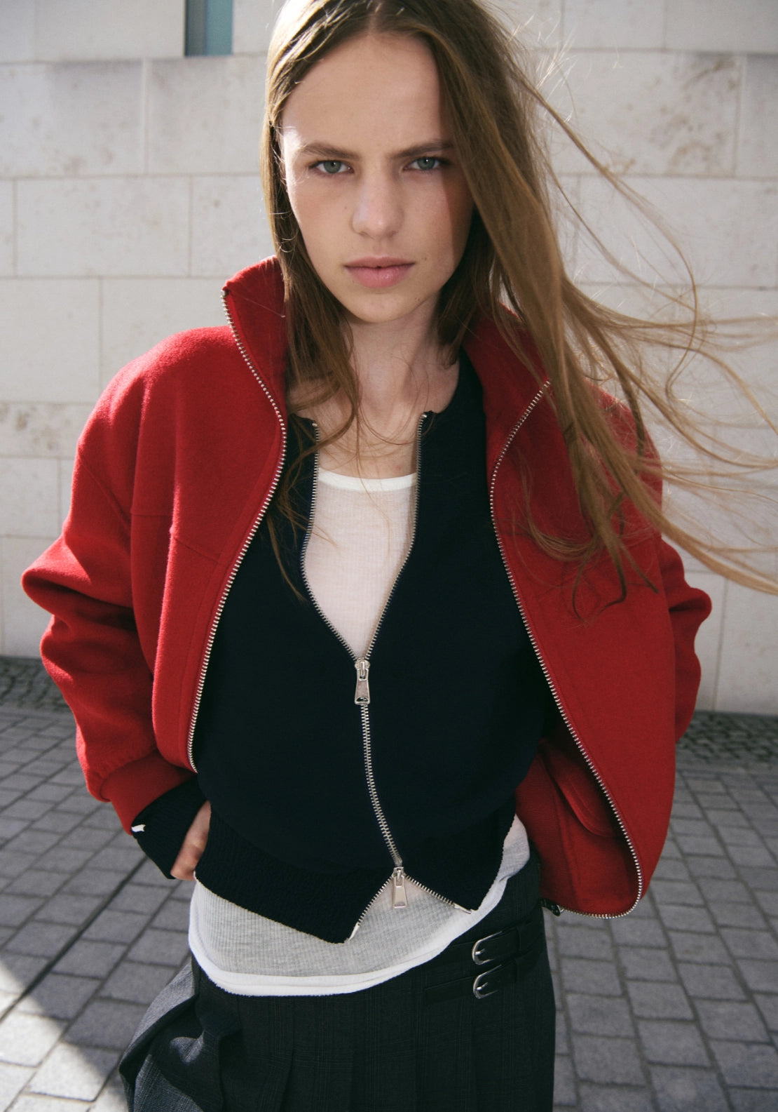 Aura Red &amp; Blue College Jacket - Red