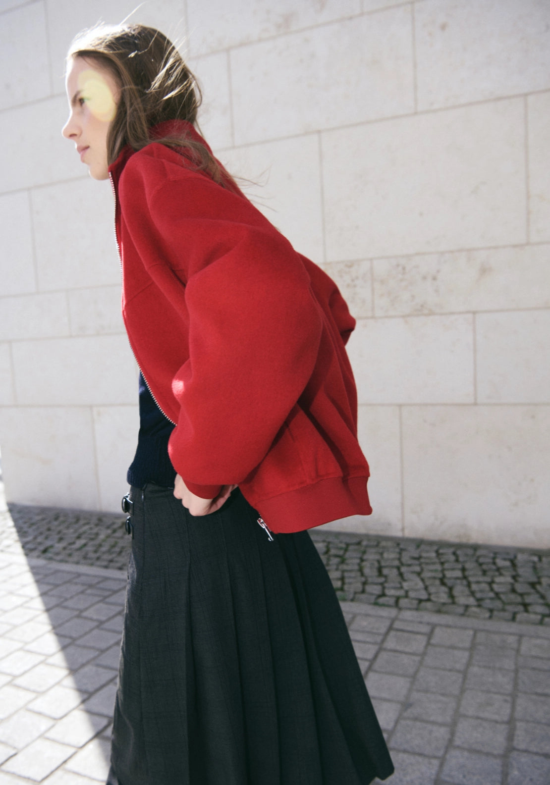 Aura Red &amp; Blue College Jacket - Red