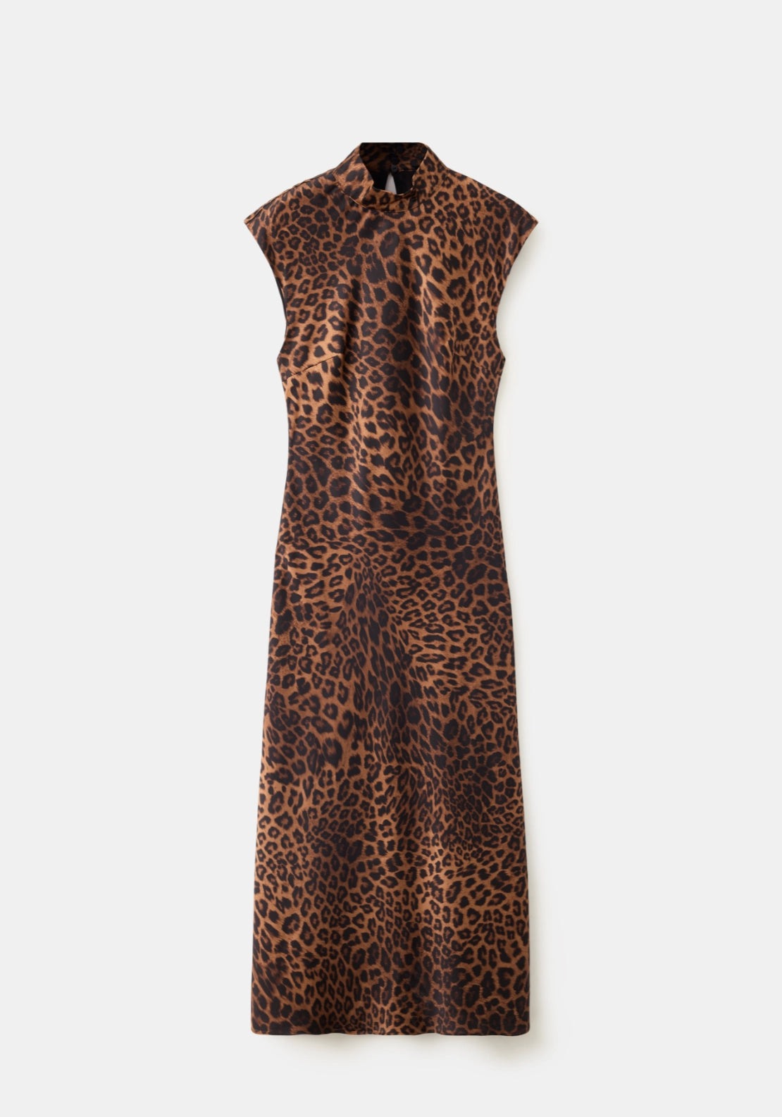 Leopard Dress With Perkins Collar - Brown