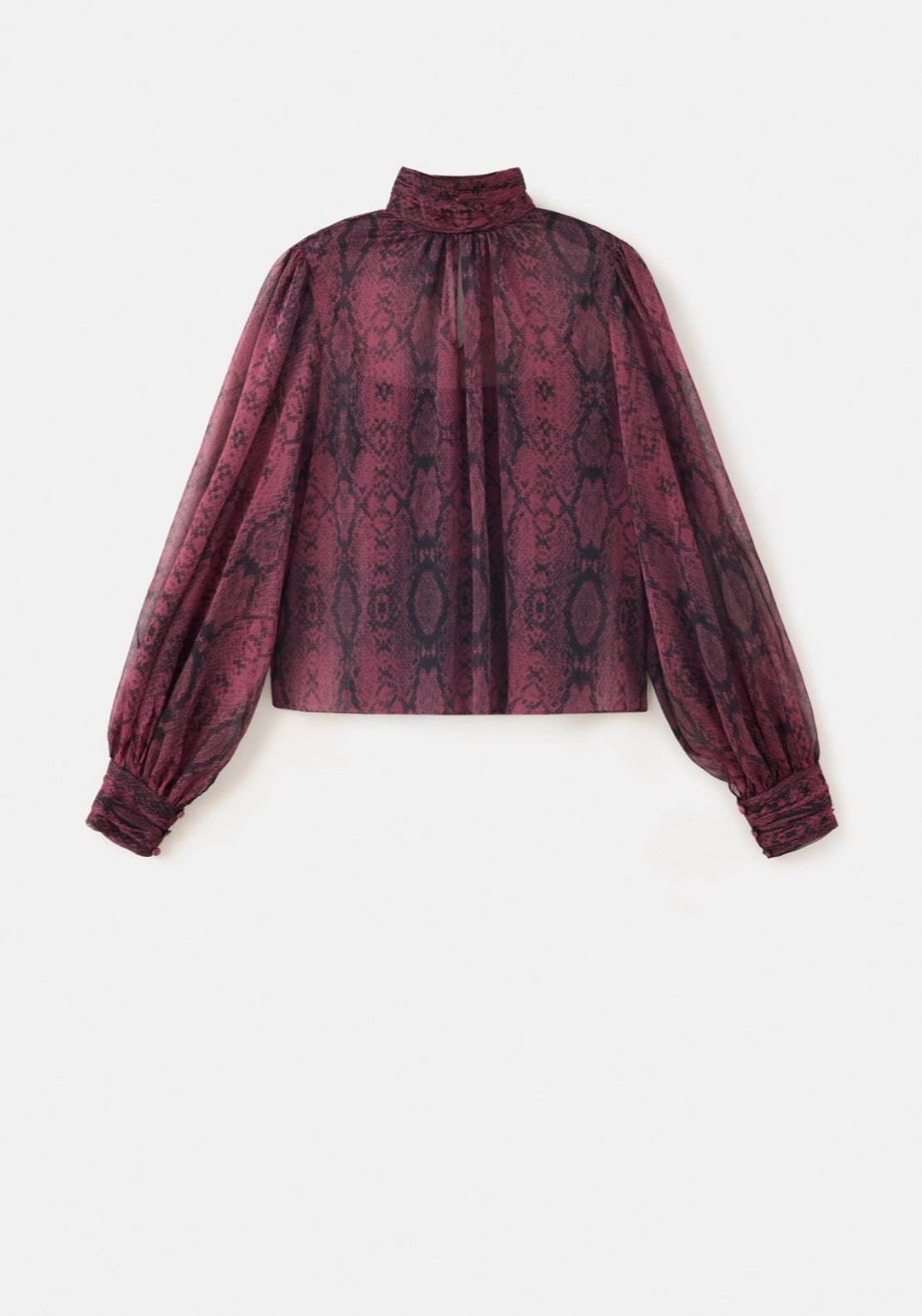 Animal Print Blouse With High Collar - Pink