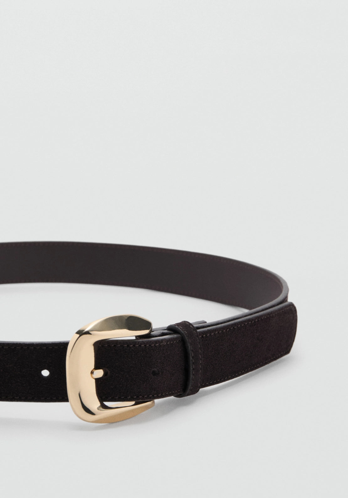 Suede Belt With Square Buckle - Brown