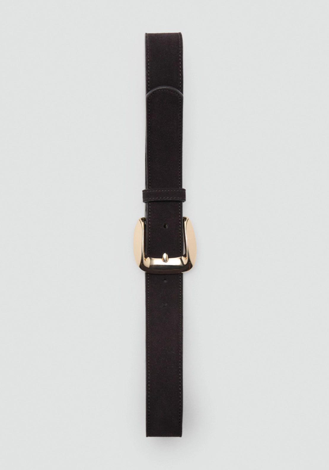 Suede Belt With Square Buckle - Brown